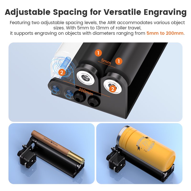 Laser Rotary Roller for Cylindrical Engraving, Adjustable Diameter 1-41mm