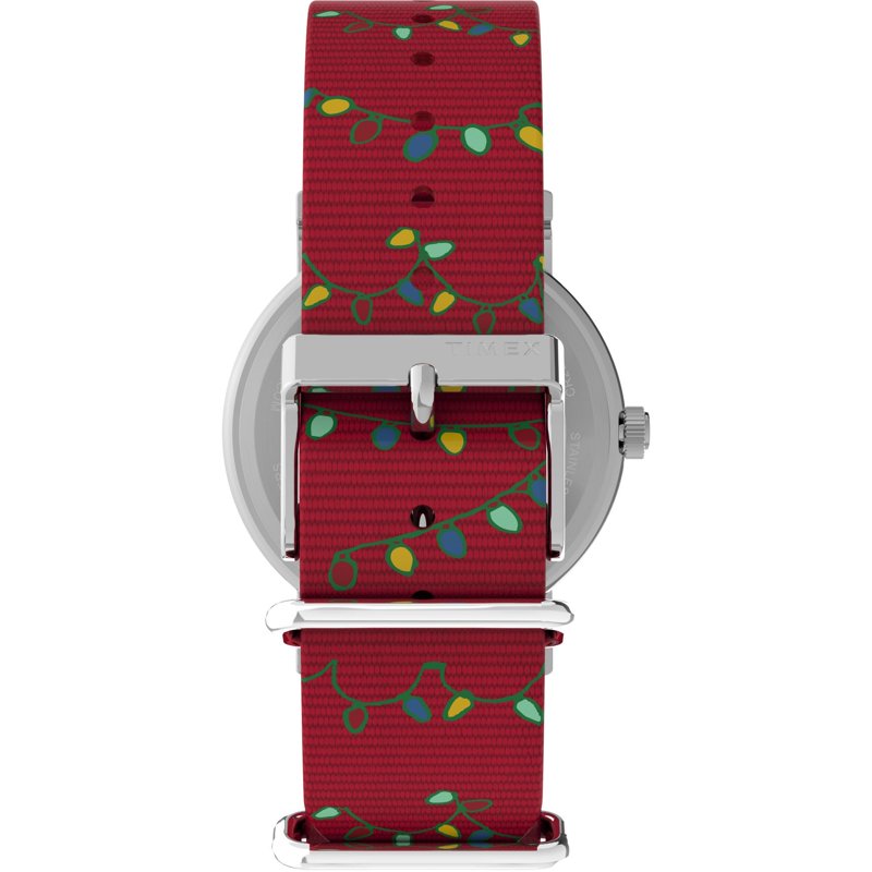 Timex Women's Weekender Peanuts Holiday 38mm Watch with Red Strap and White Dial