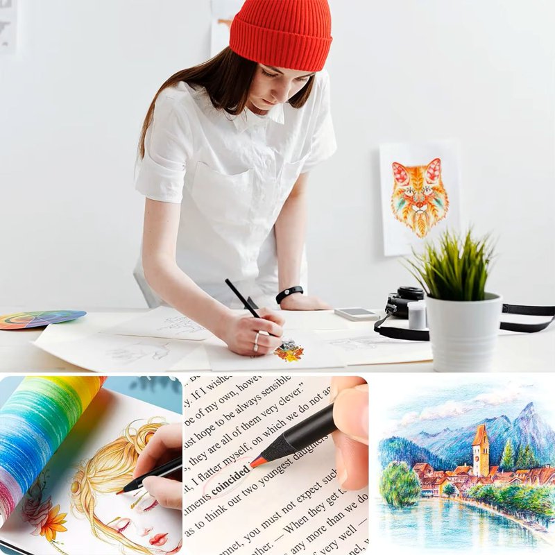 Rainbow Colored Pencils Set for Kids & Adults - 8 Jumbo Art Pencils