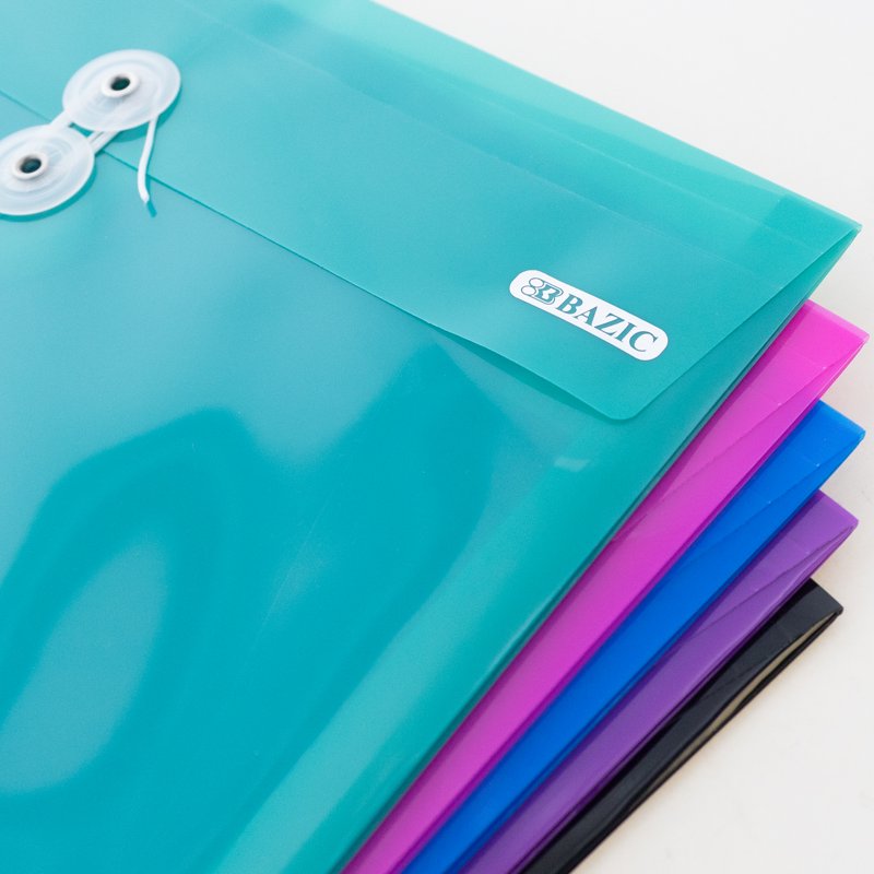 Poly Envelope Binder Pockets with 3-Hole Punch, Clear Document Folders 5-Pack