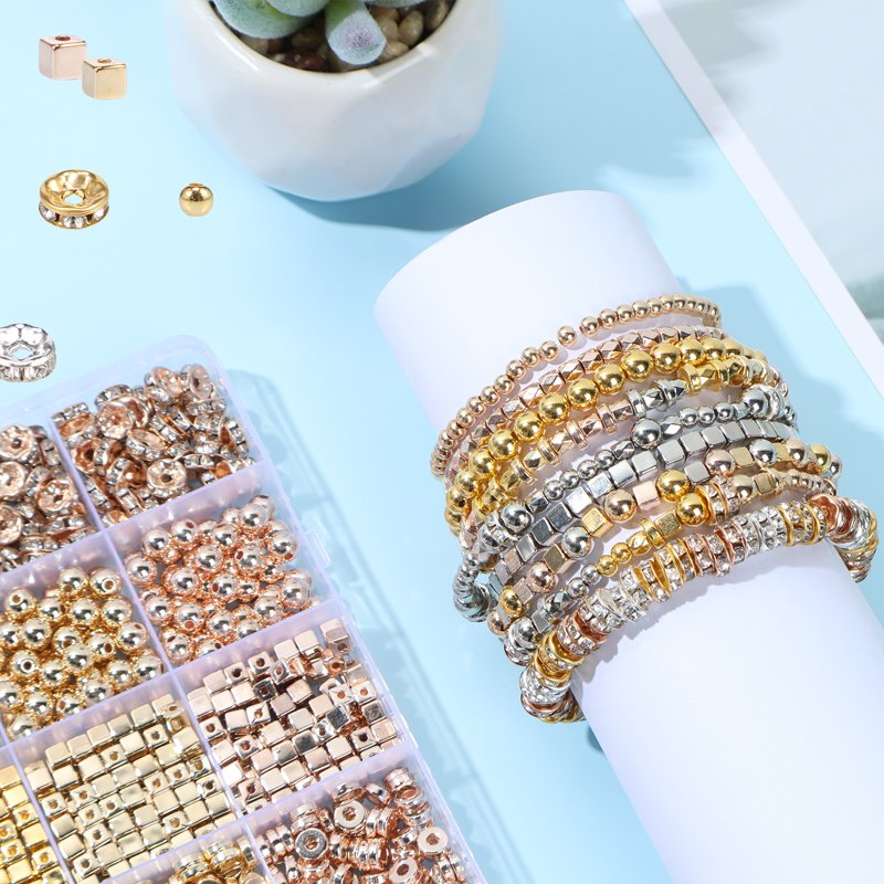 Gold Spacer Beads Set 3820 Pieces Assorted Jewelry Making Components