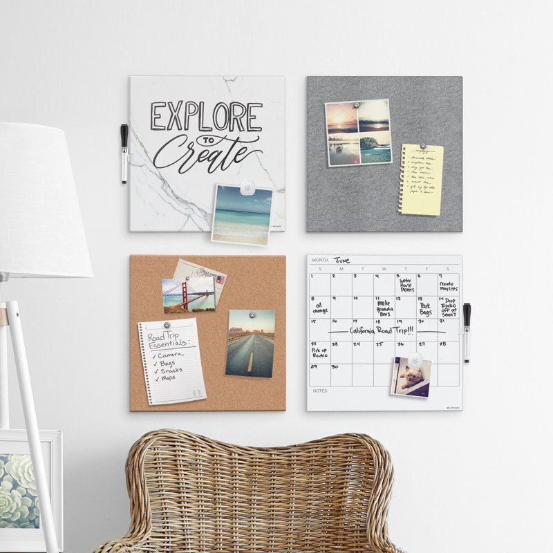 Frameless Cork Bulletin Board 14x14 Inches Wall Mount Office Home Use