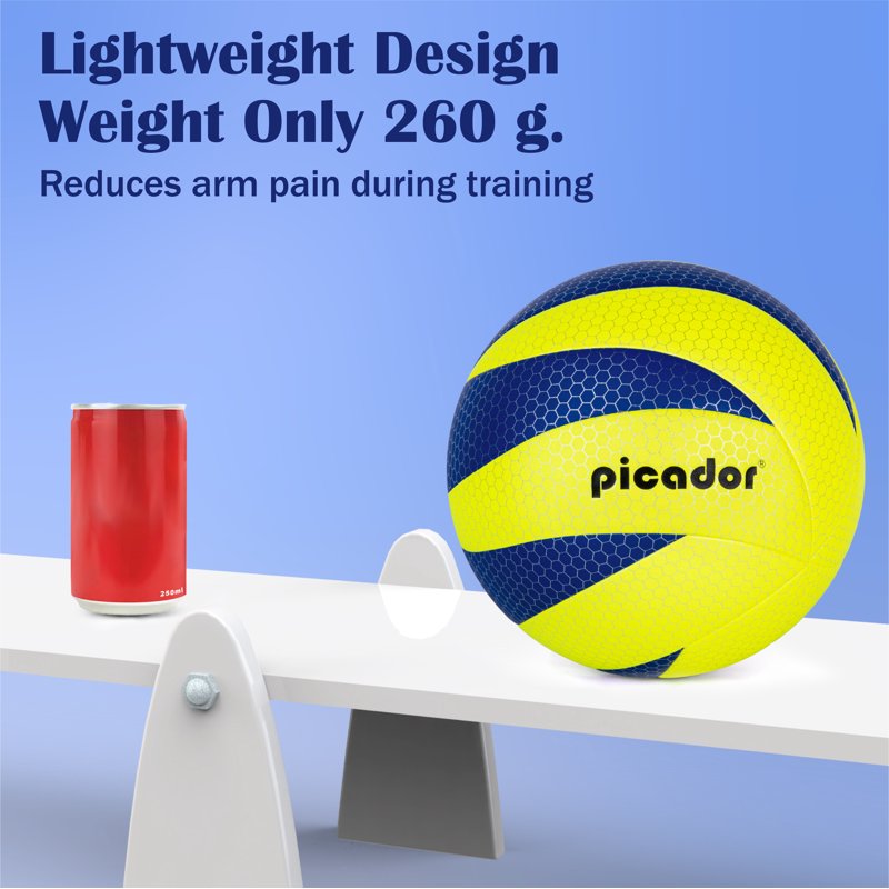 Size 5 Volleyball for Youth & Beginners Indoor Outdoor Beach Play Bright Yellow & Blue