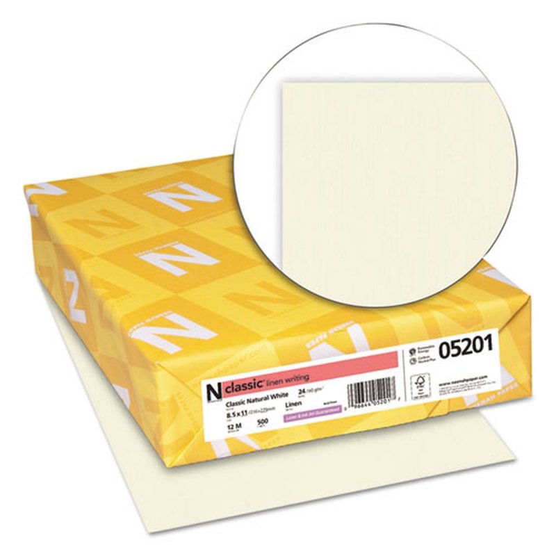 Premium Linen Finish Printer Paper 8.5x11 Inches 24 lbs - White, 500 Sheets