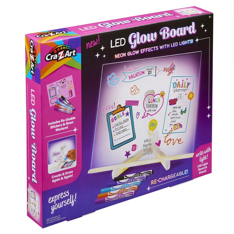 LED Neon Glow Note Board for Kids - Light-Up Dry Erase Board with Markers