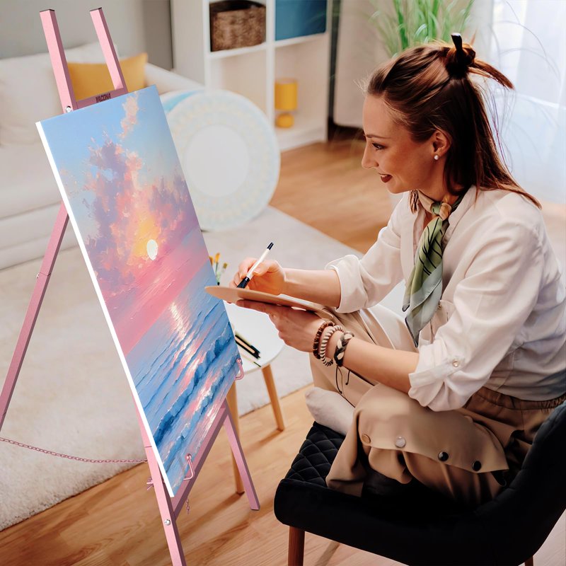 Adjustable Metal Easel Stand for Sign Display and Artwork - Heavy Duty, Foldable, Multiple Heights