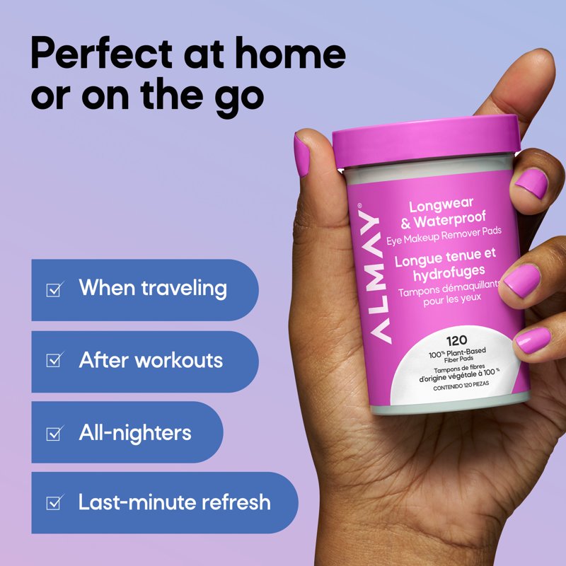 Longwear & Waterproof Eye Makeup Remover Pads - 80 Count