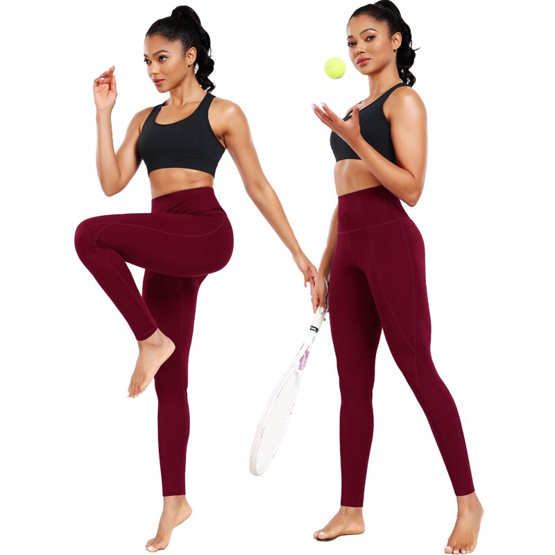 High Waist Yoga Leggings with Side Pocket, Breathable & Squat Proof for Workout