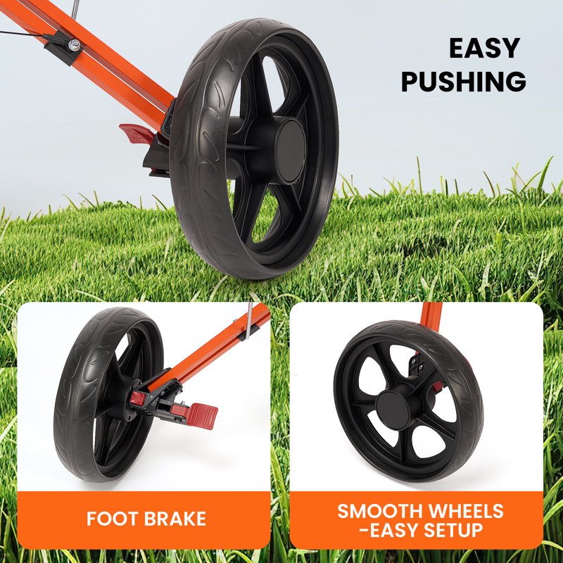Naipo 3-Wheel Golf Push Cart with Adjustable Handle, Scoreboard & Cup Holder – Orange (Variation: Orange)