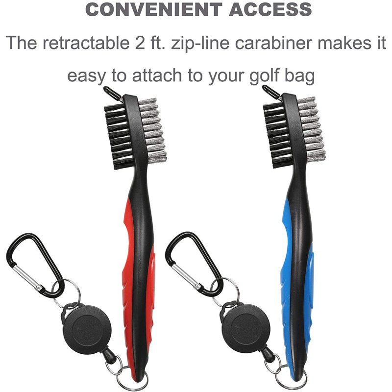 Golf Club Groove Cleaner Brush Set with Carabiner - 2 Pack