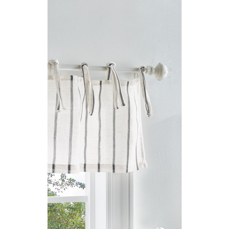 Indoor Window Valance & Tier Set - Gray Semi-Sheer Coastal Style 54" x 14"