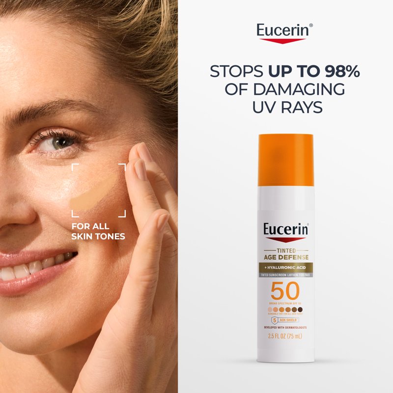 SPF 50 Tinted Face Sunscreen with Hyaluronic Acid – Lightweight, Anti-Aging Protection