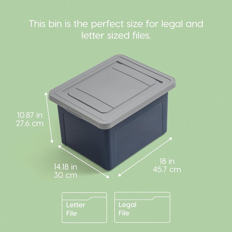Plastic File Organizer Box for Letter & Legal Files - Stackable & Durable