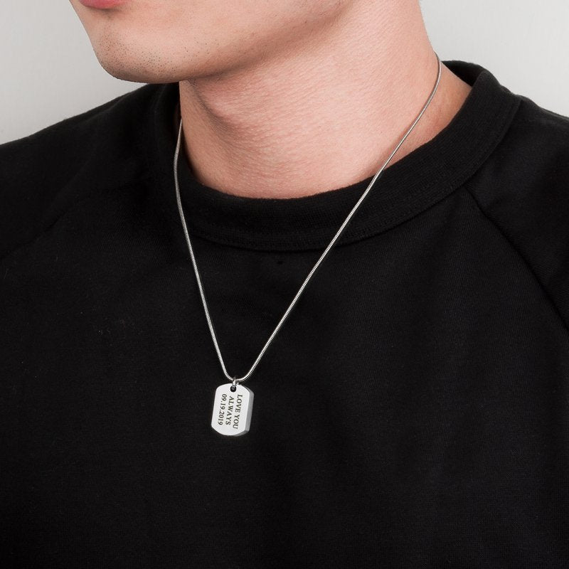 Dog Cremation Necklace with Engraving - Pet Ashes Jewelry, Silver