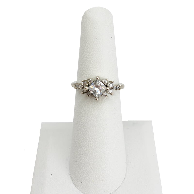 Women's Silver Engagement Ring with AAA Cubic Zirconia Size 6