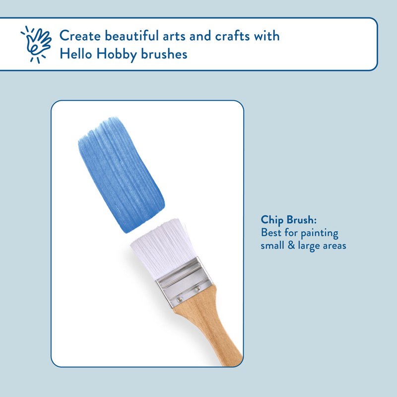 Craft Chip Brush Set - 3 Flat Synthetic Paint Brushes for Art & Crafting