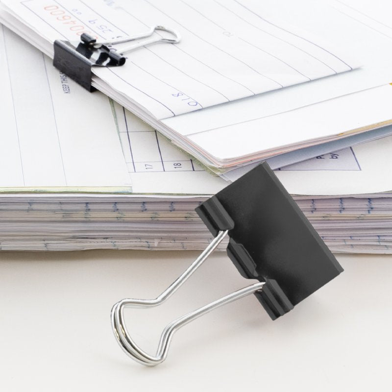Assorted Size Black Binder Clips - Multi-Size Paper Clips for Office and School, 12 Pack