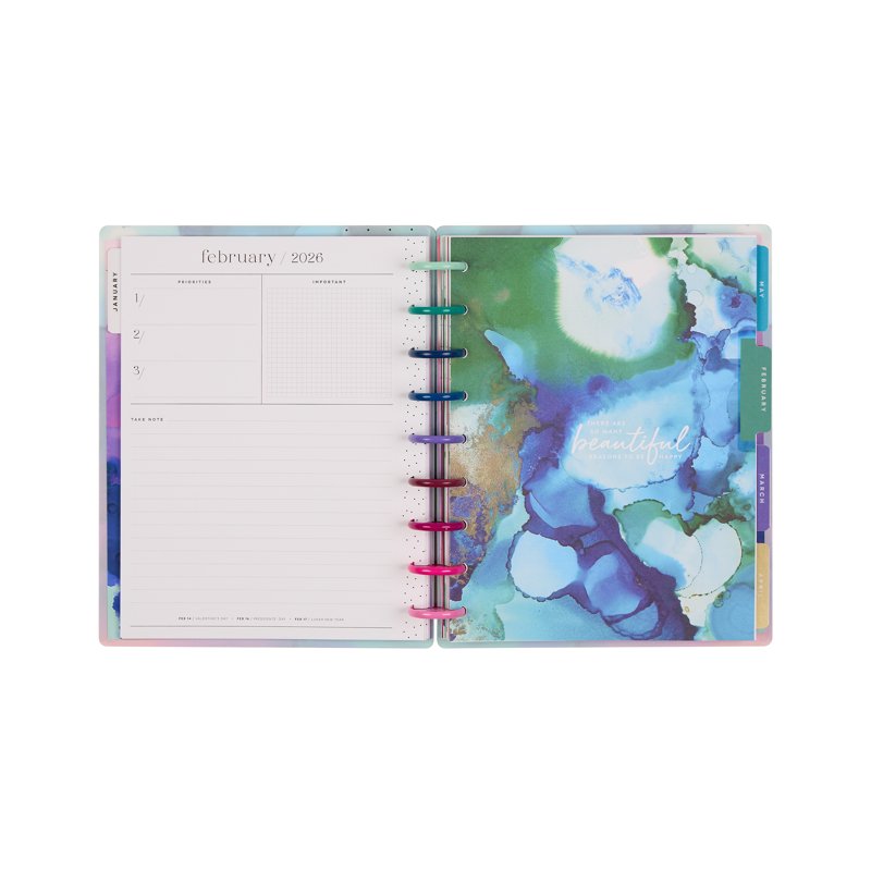 Monthly Weekly Classic Planner Jan-Dec 2026 Live in Color with Sticker Sheets - Discbound Organizer