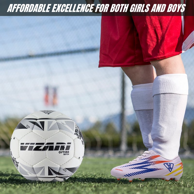 Vizari Bodega Kids Soccer Cleats 10.5 White Firm Ground Turf Football Shoes