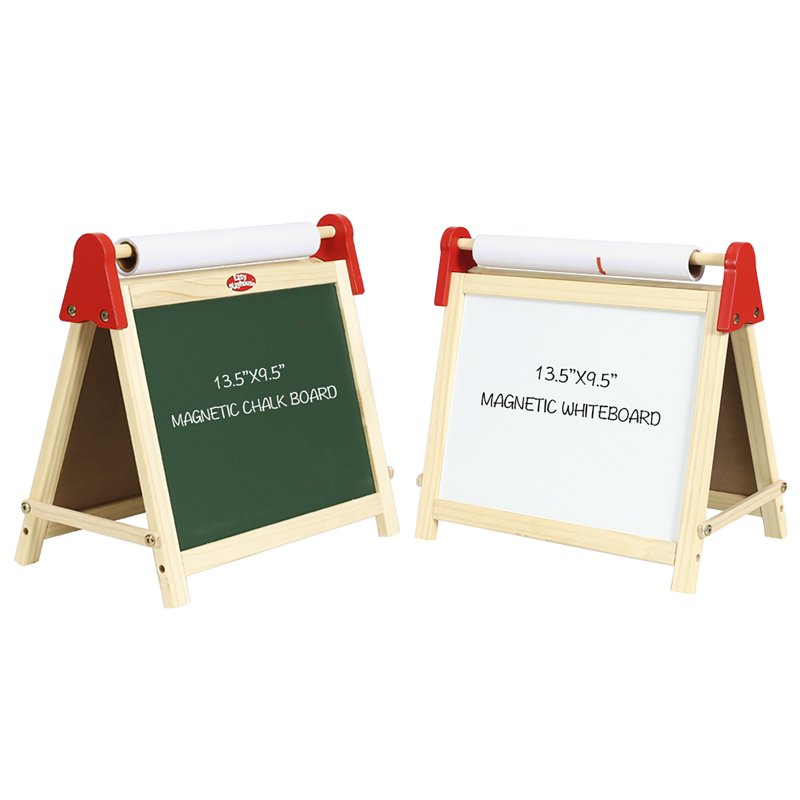 Kids Double-Sided Wooden Easel with Whiteboard & Chalkboard - 15.35 x 11.8 in