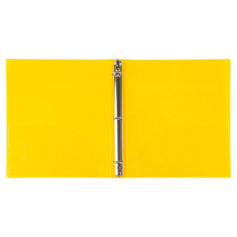 1 Inch Yellow Plastic Binder - 3 Ring Office Organizer, 11.5 x 10.25