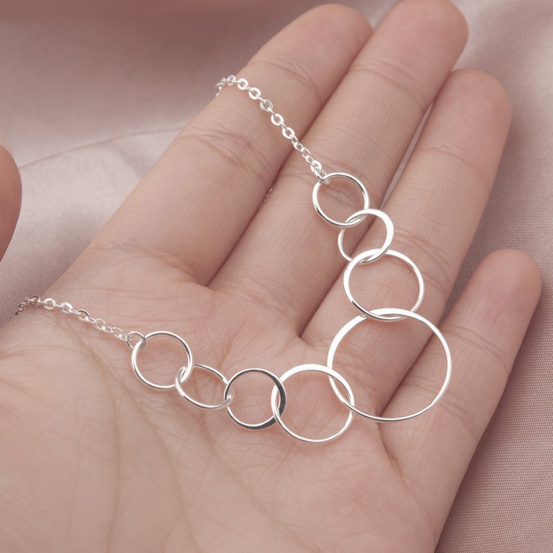 Sterling Silver 80th Birthday Necklace for Grandma - 8 Flat Circles Gift