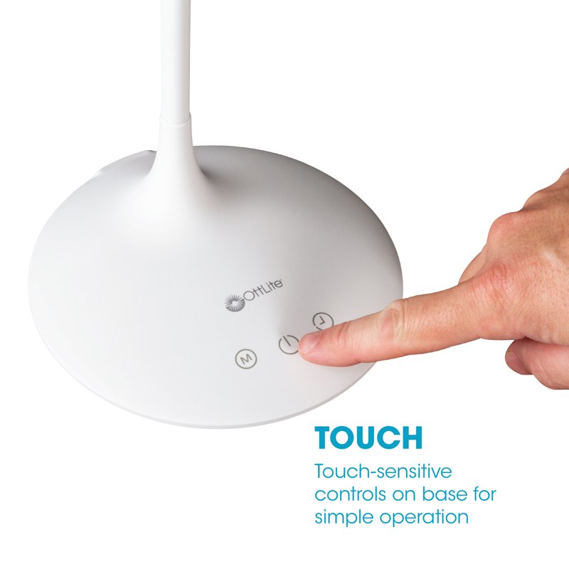 LED Desk Lamp with Dual Shades, Touch Control, Gradual Dimming, White Finish