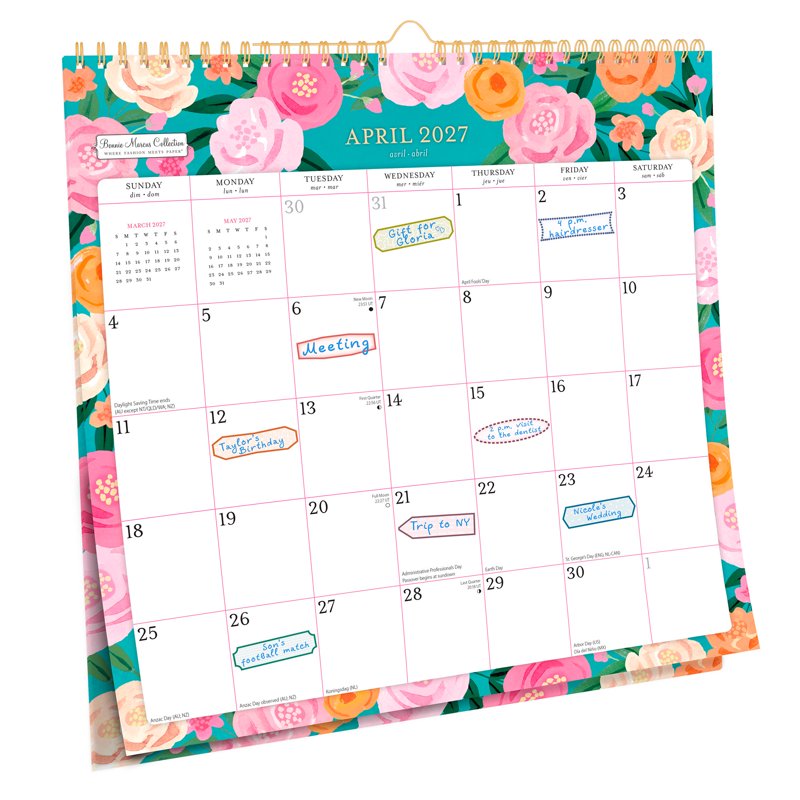 18-Month Square Wall & Desktop Calendar - Stylish Office Organizer
