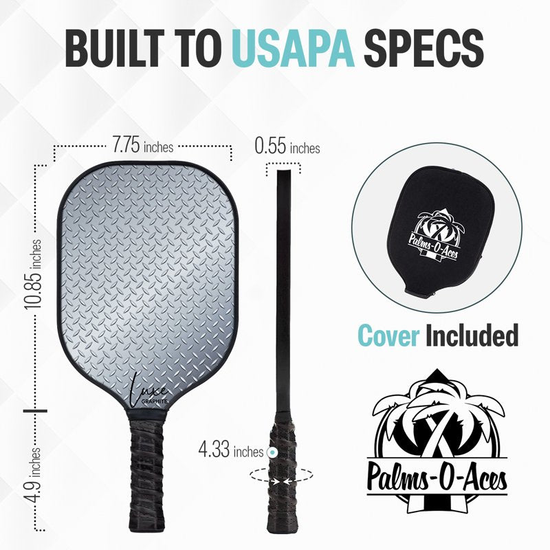Palms-O-Aces Steel Plated Lightweight Graphite Pickleball Paddle
