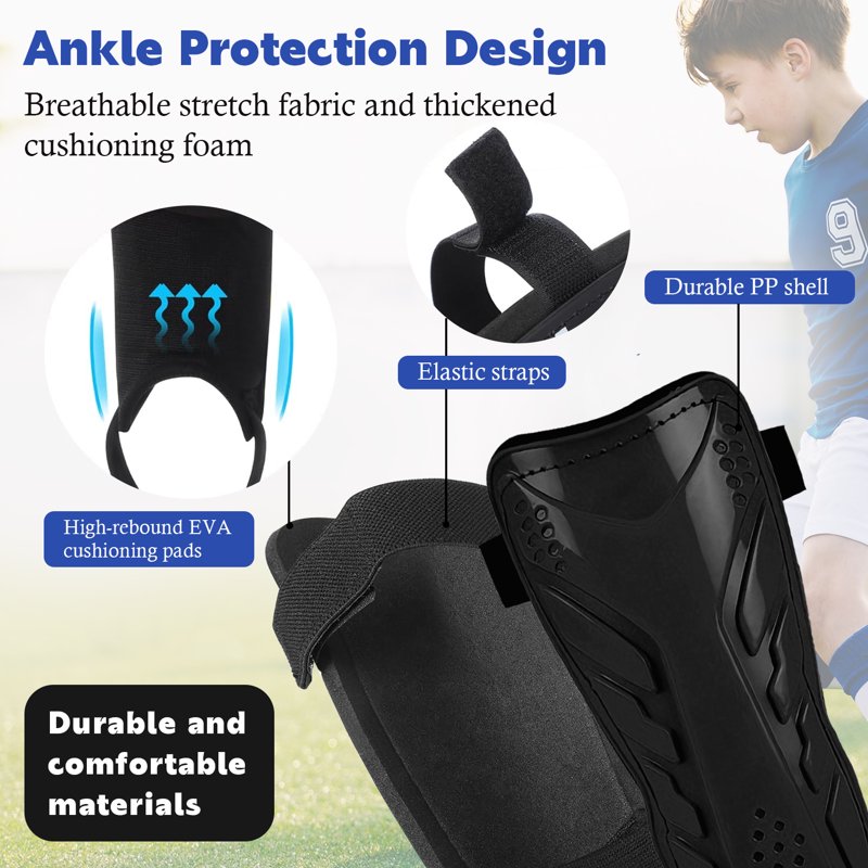Amaopus 2-in-1 Youth Soccer Shin Guards & Socks (M) - Ankle Protection, Lightweight