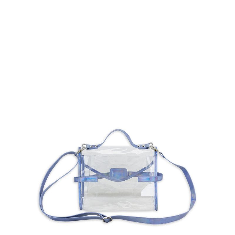 Iridescent Crossbody Bag with Turnlock - Stadium-Approved Transparent Design