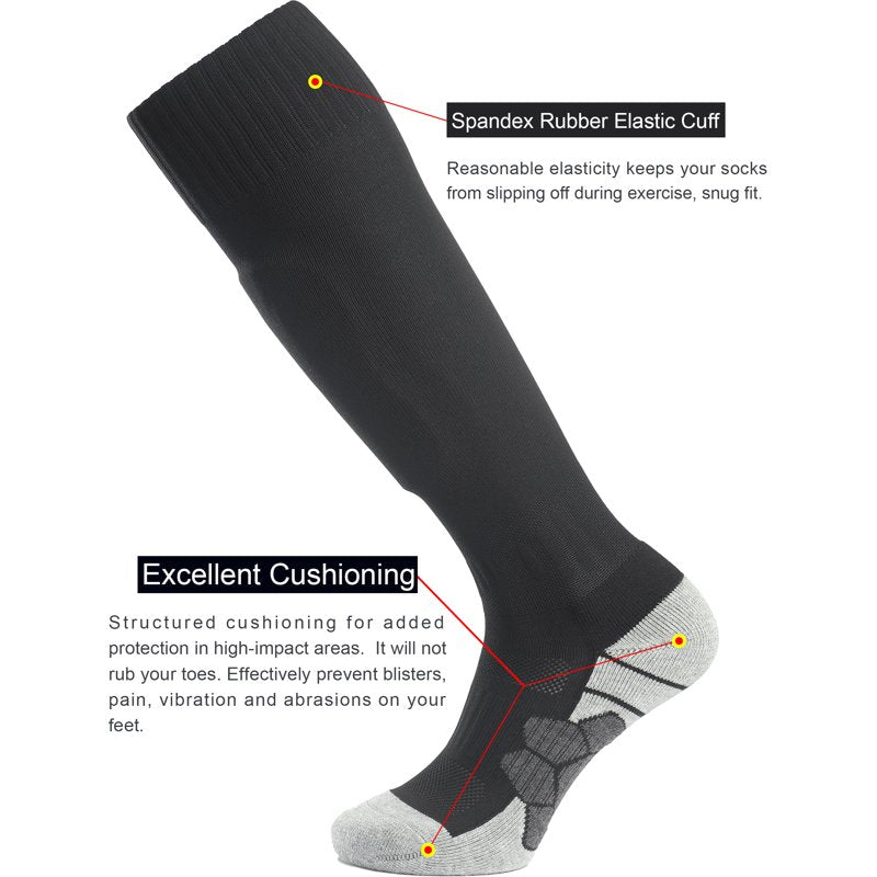 Knee High Soccer Socks for Team Sports - Cushioned Athletic Socks for Boys, Girls, Men & Women