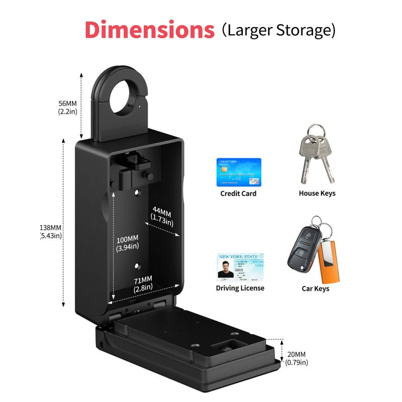 Smart Key Lock Box with App Control, Biometric & Card Access - Outdoor Weatherproof Large Storage