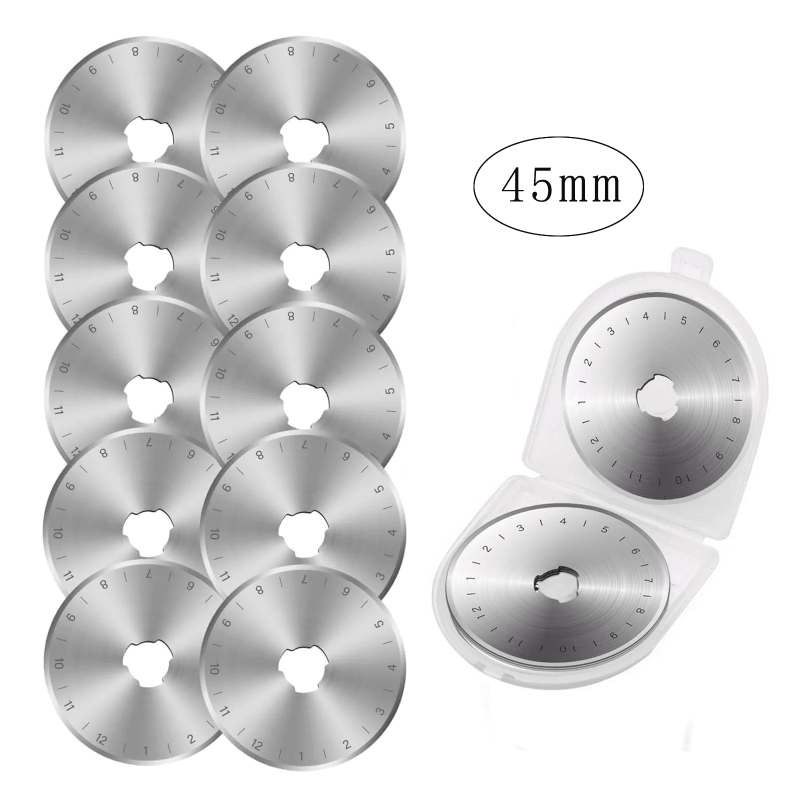 10 Pcs 45mm Rotary Cutter Blades for Fabric Quilting Sewing Replacement Sharp Blades