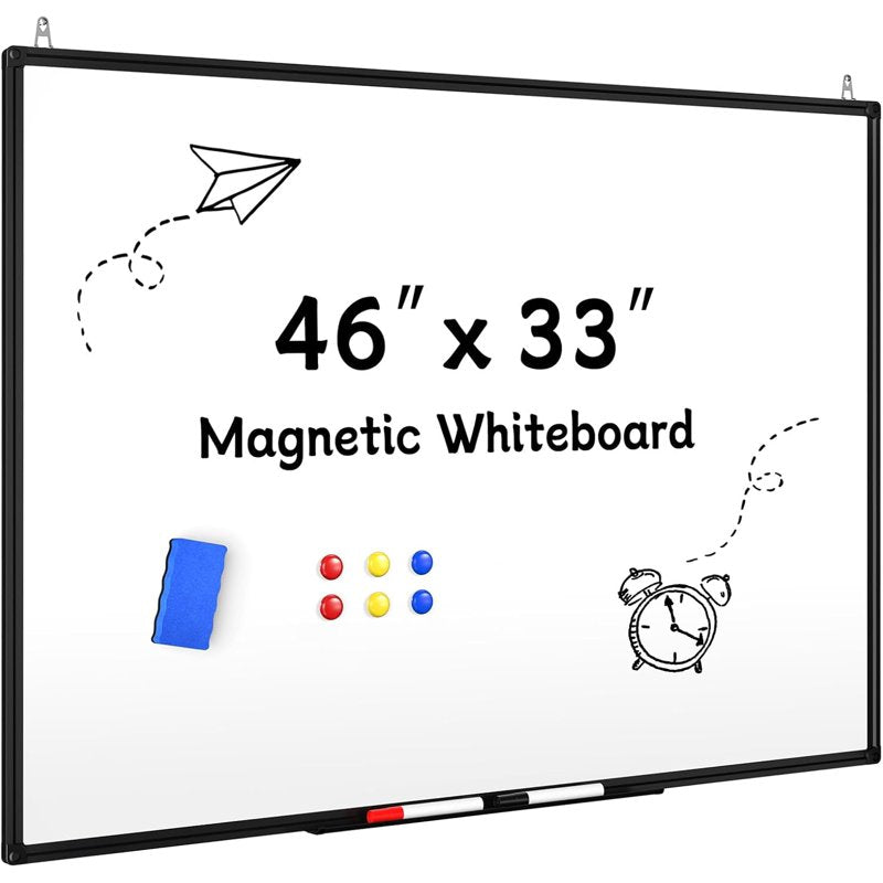 46x33 Inch Magnetic Dry Erase Whiteboard with Aluminum Frame for Home Office School