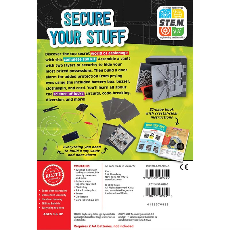 Spy Vault and Code Kit with Lock, Alarm & Electronic Components