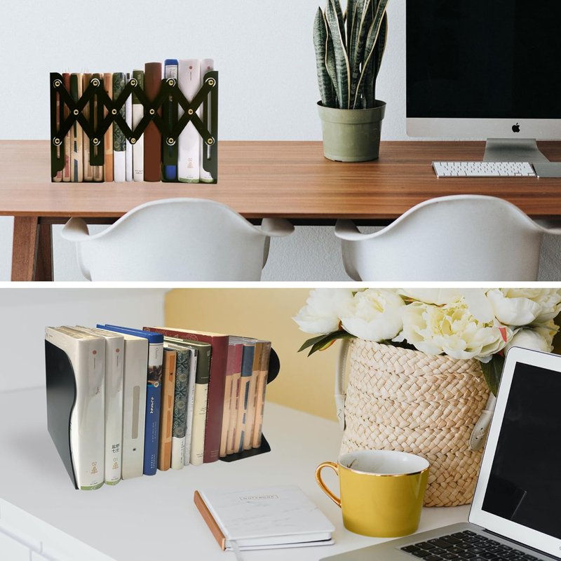 Heavy Duty Metal Bookends Adjustable Shelf Organizer for Home Office School