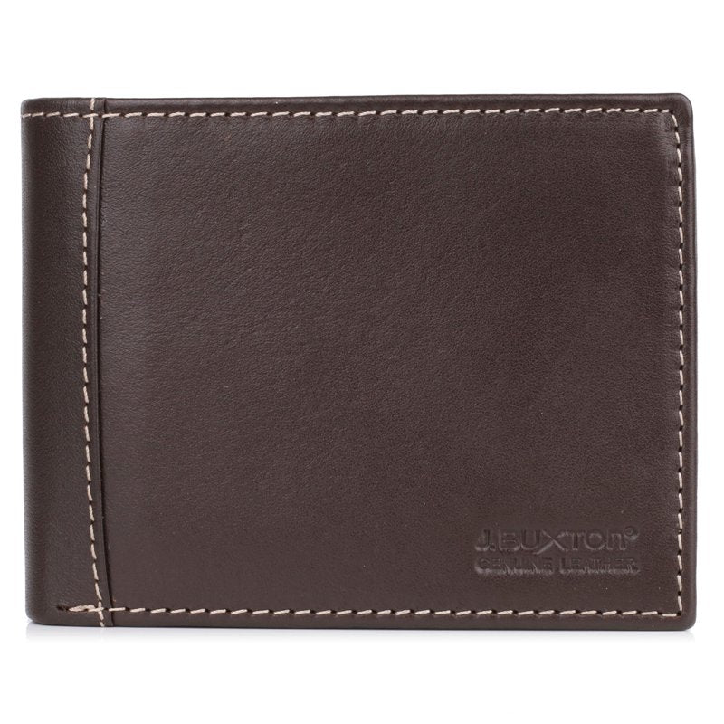 Men's Leather Wallet with Multiple Card Slots and ID Windows - Brown
