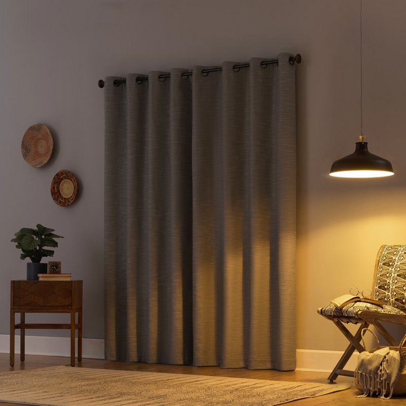 Blackout Linen Blend Grommet Top Curtain Panel - Room Darkening, Thermal & Noise Blocking