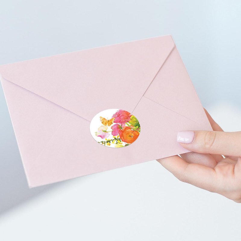 Current Floral Frames Seals (4 Designs) Set of 24 1.5" Envelope Stickers