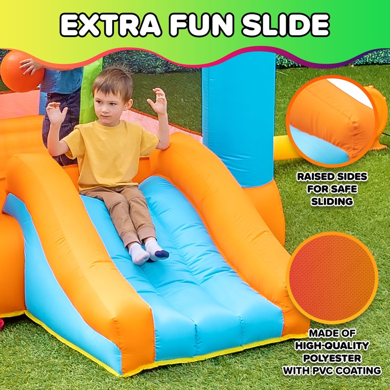 Sportspower My 1st 4-in-1 Inflatable Bounce House with Blower, Soccer Goal & Basketball Hoop