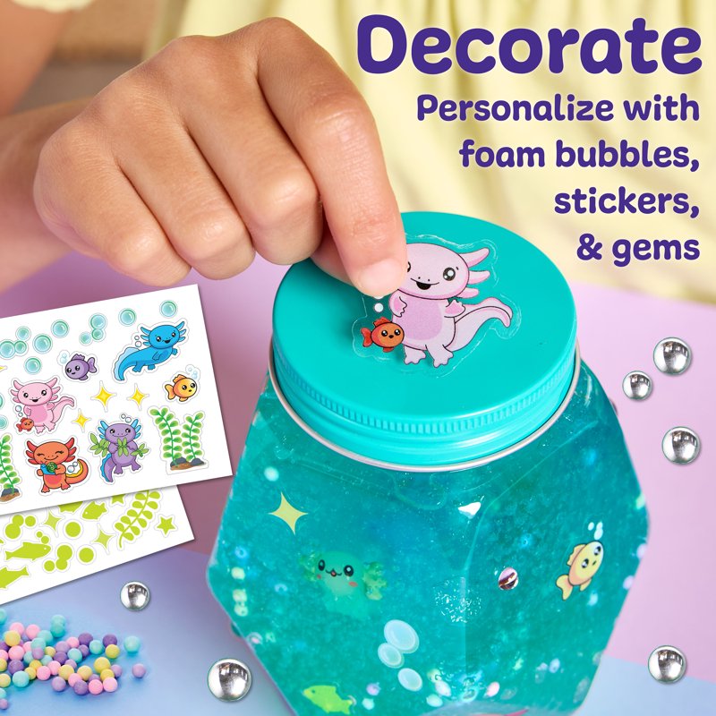 Kids Glowing Axolotl Aquarium Craft Kit with Mini Toys & Stickers