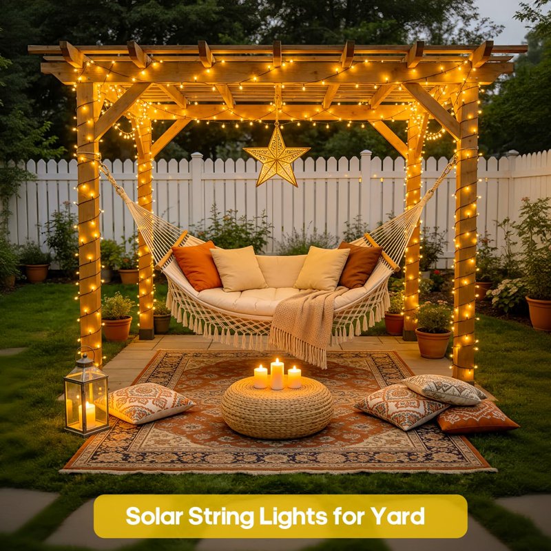 Outdoor Solar String Lights 400 LED 75.5ft Waterproof 8 Modes for Patio Garden Yard