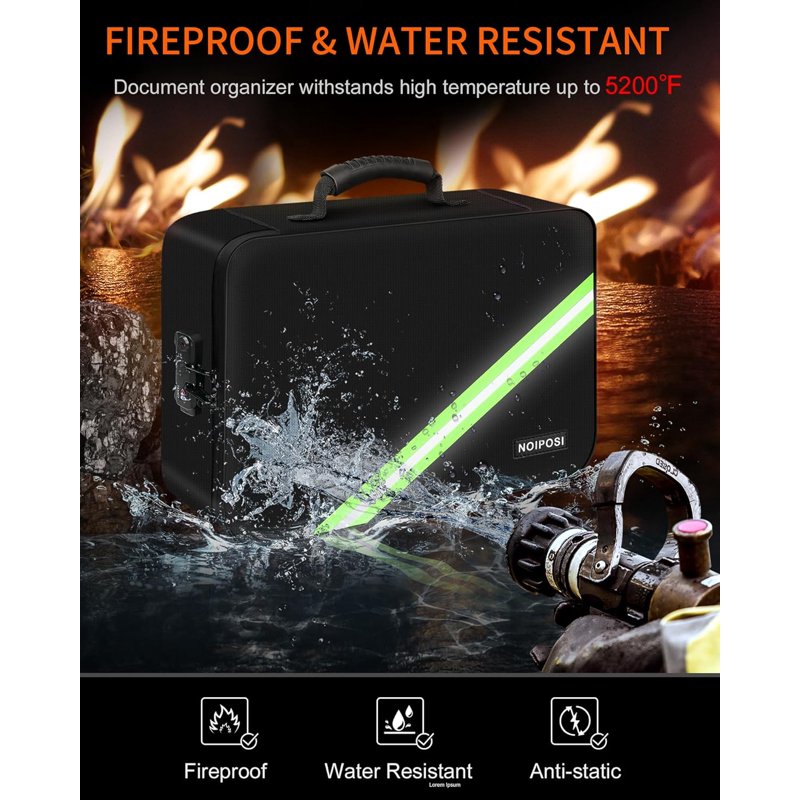 Waterproof Fireproof Document Safe Box with Lock 15x11x4.3 Inches