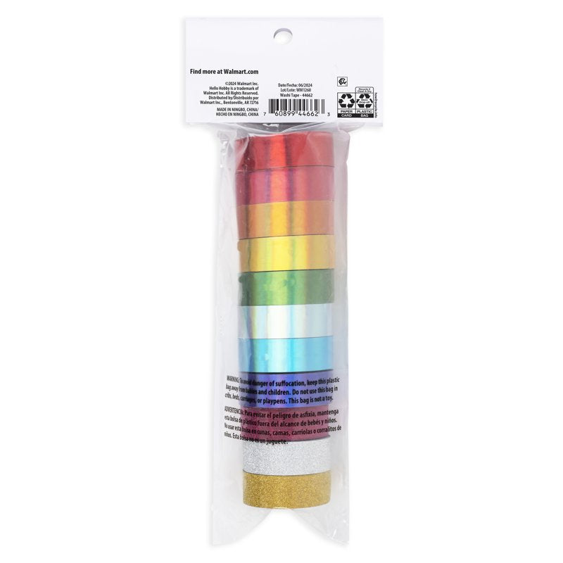 Hello Hobby Shimmer Washi Tape Set - 11 Rolls for Crafts & Decor