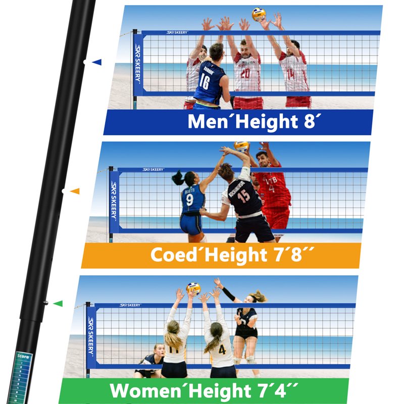 Heavy Duty Outdoor Volleyball Net Set with Aluminum Poles & Adjustable Height