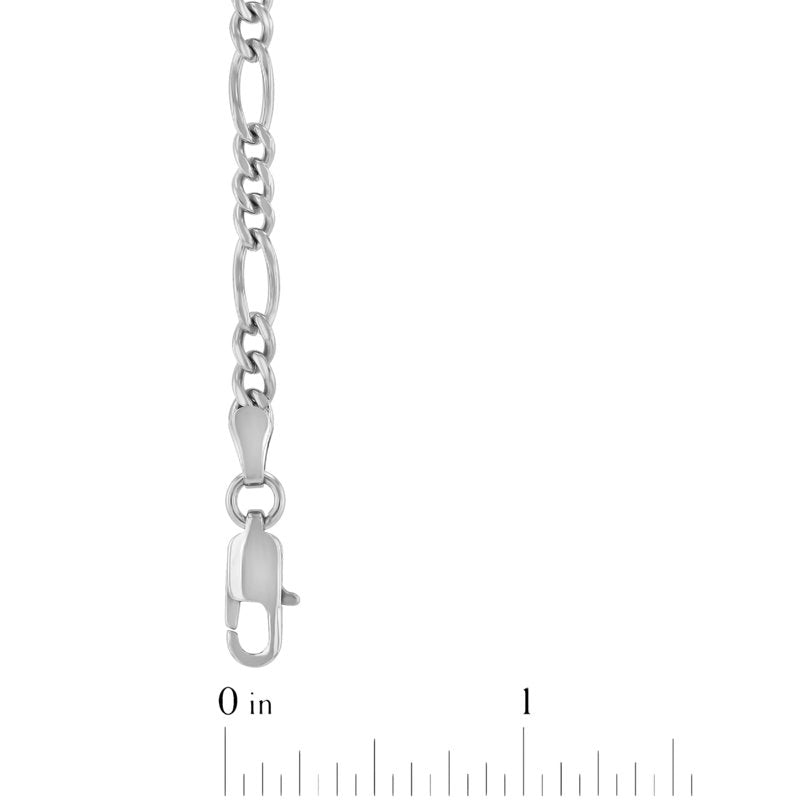 Men's Silver-Tone Stainless Steel Figaro Chain Necklace 22 Inch