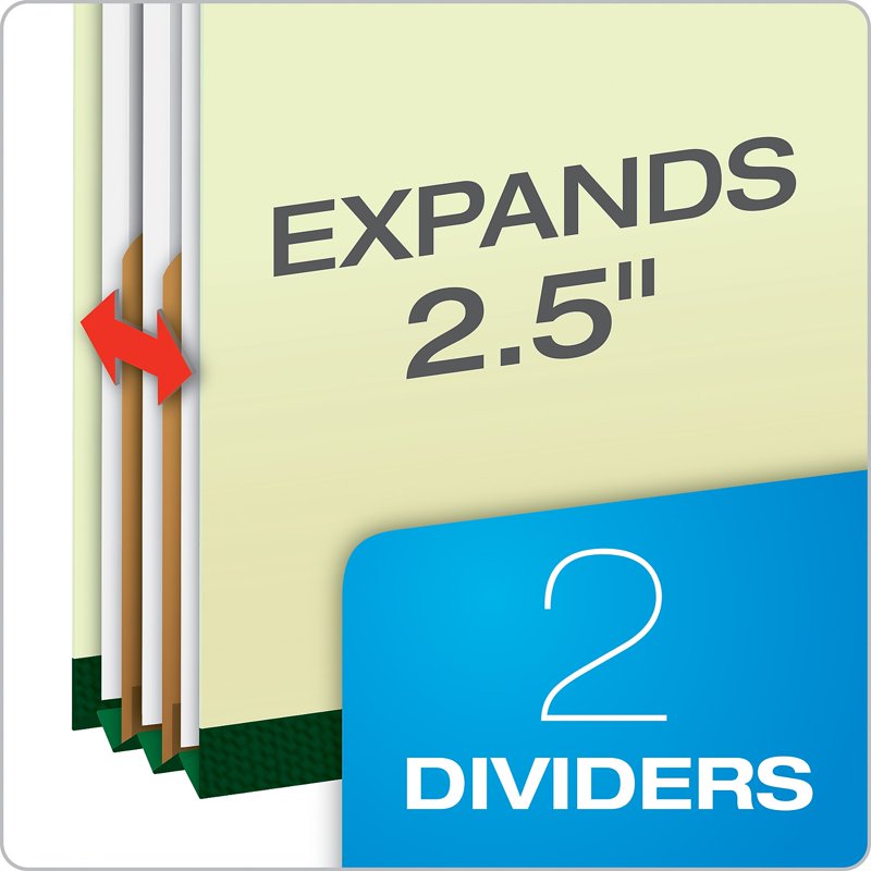 Legal Size Light Green Classification Folder with 2 Dividers & Expanding Spine