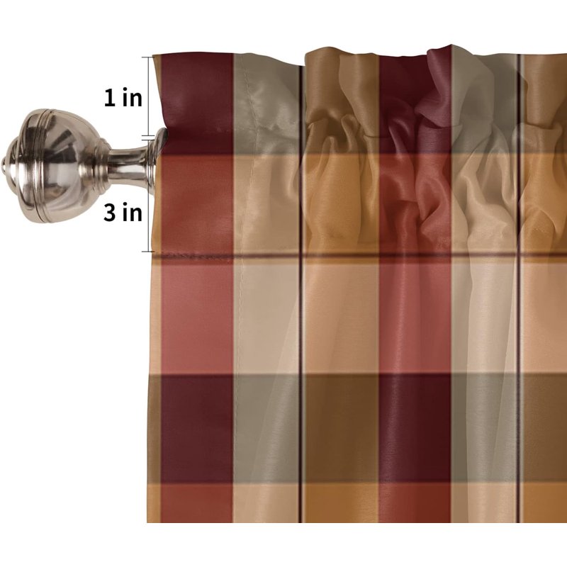Farmhouse Rustic Checkered Window Curtains - 2 Panels, Multiple Sizes