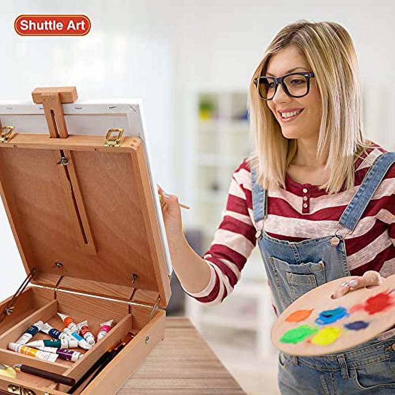 Acrylic Painting Set with Easel, Brushes, Canvas & Supplies for Artists